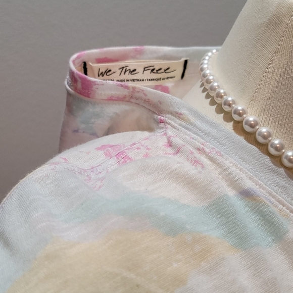 WE THE FREE TIE DYE FREE PEOPLE FLORAL T SHIRT SHORT SLEEVE OVERSIZED TOP SZ M - Picture 4 of 15